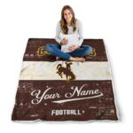 customized wyoming cowboys grunge texture brown white blanket best selling