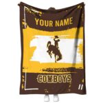 Customized Wyoming Cowboys Paint Strokes Brown White Blanket 1 customized wyoming cowboys paint strokes brown white blanket best selling