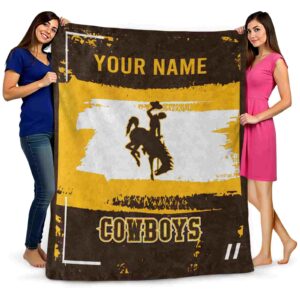 customized wyoming cowboys paint strokes brown white blanket fashion forward