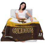 customized wyoming cowboys paint strokes brown white blanket best selling