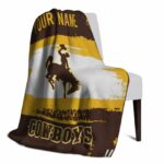 customized wyoming cowboys paint strokes brown white blanket best selling