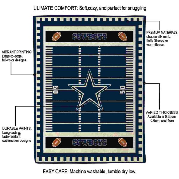 dallas cowboys football field blue blanket new arrival