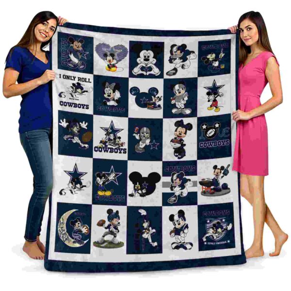 dallas cowboys mickey minnie blue white blanket fashion forward