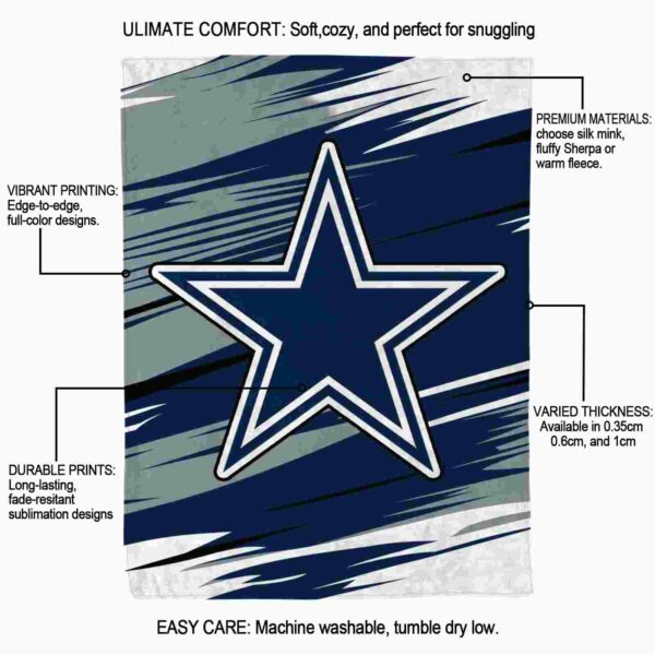 dallas cowboys paint streaks blue white blanket new arrival