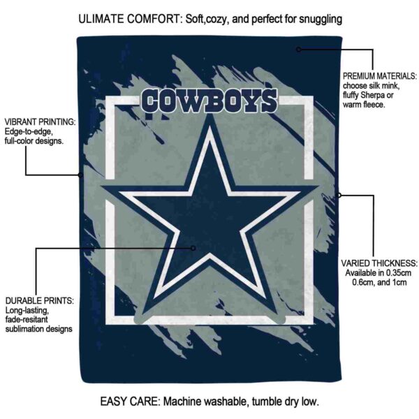 dallas cowboys splatter effect blue blanket new arrival