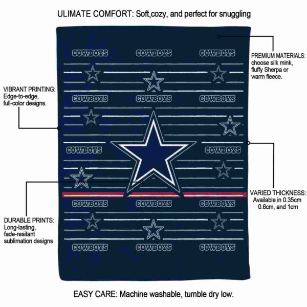 dallas cowboys striped pattern blue blanket new arrival
