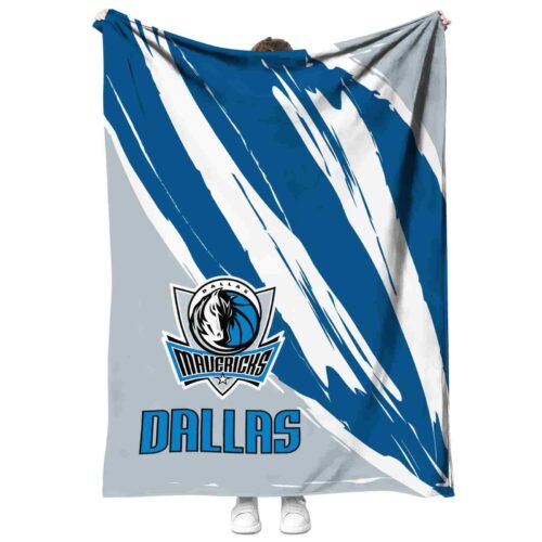 dallas mavericks brushstrokes blue white blanket best selling