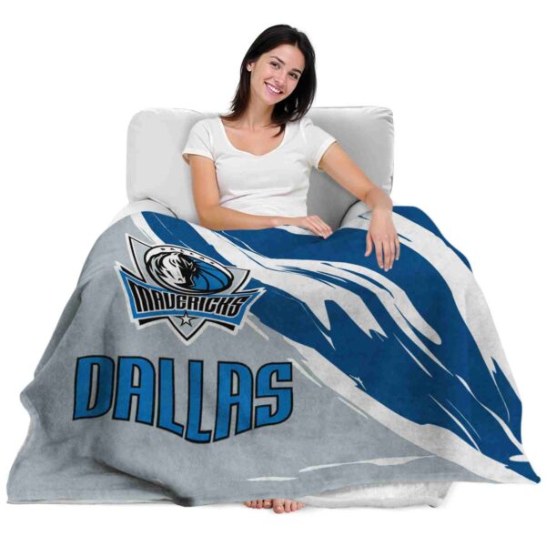 dallas mavericks brushstrokes blue white blanket latest model