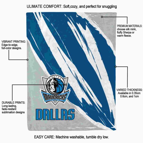 dallas mavericks brushstrokes blue white blanket new arrival