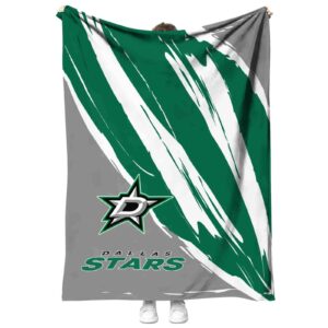 dallas stars brushstrokes green white blanket best selling