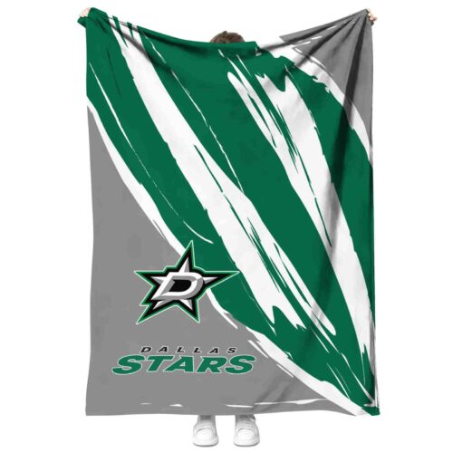 dallas stars brushstrokes green white blanket best selling