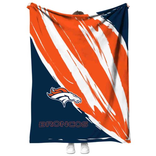 denver broncos brushstrokes orange white blanket best selling