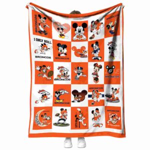 denver broncos mickey minnie orange white blanket best selling