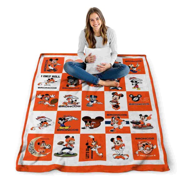denver broncos mickey minnie orange white blanket high quality