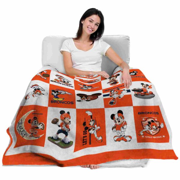 denver broncos mickey minnie orange white blanket latest model