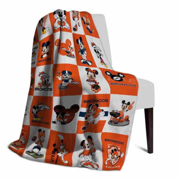 denver broncos mickey minnie orange white blanket top rated