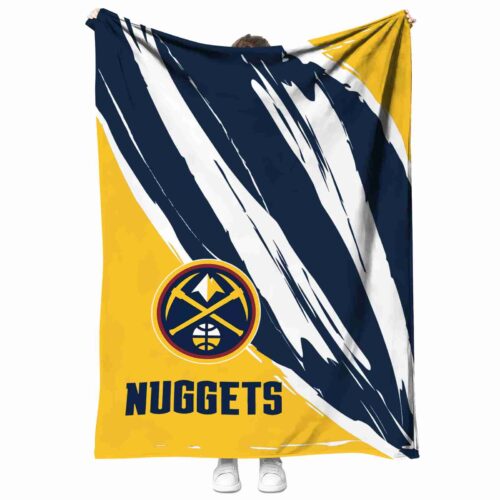 denver nuggets brushstrokes blue white blanket best selling