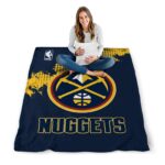 denver nuggets grunge texture blue blanket best selling
