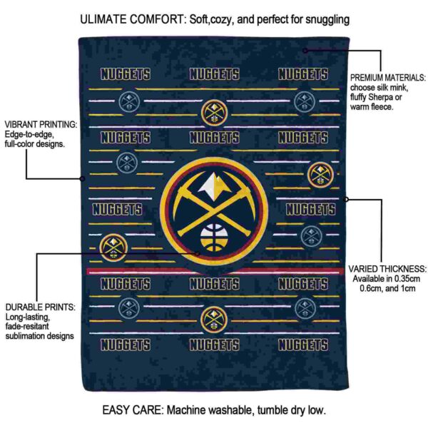 denver nuggets striped pattern blue blanket new arrival