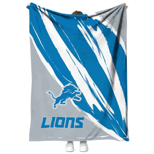 detroit lions brushstrokes blue white blanket best selling