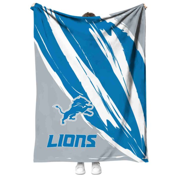 detroit lions brushstrokes blue white blanket best selling