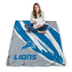 detroit lions brushstrokes blue white blanket high quality
