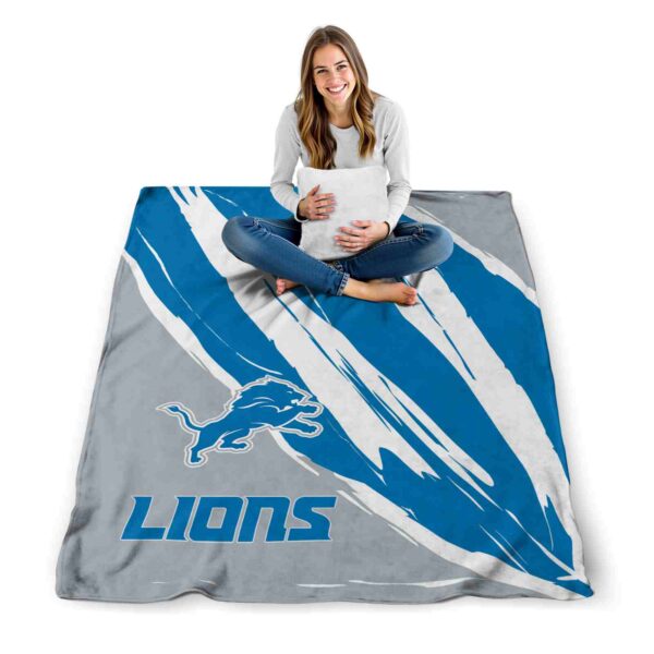 detroit lions brushstrokes blue white blanket high quality