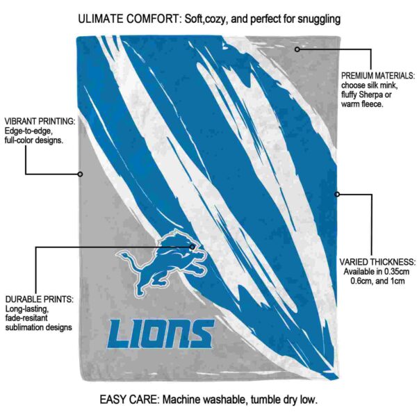 detroit lions brushstrokes blue white blanket new arrival