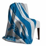 detroit lions brushstrokes blue white blanket top rated