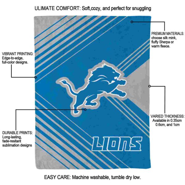 detroit lions diagonal stripes blue blanket new arrival
