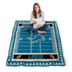 detroit lions football field blue blanket high quality