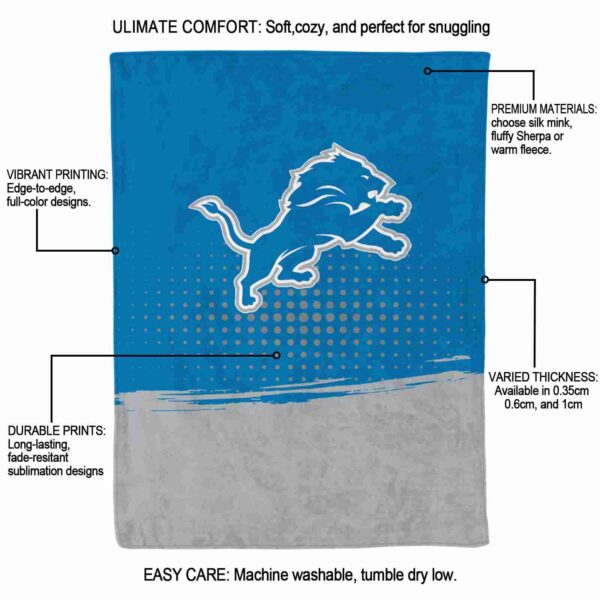 detroit lions gradient dots blue blanket new arrival