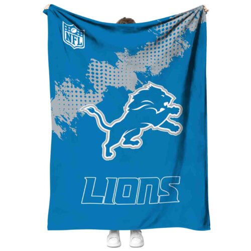 detroit lions grunge texture blue blanket best selling
