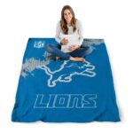 detroit lions grunge texture blue blanket best selling