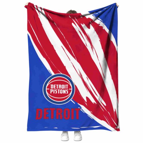 detroit pistons brushstrokes red white blanket best selling