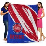 detroit pistons brushstrokes red white blanket best selling
