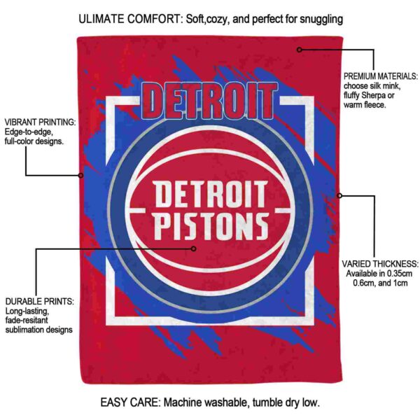 detroit pistons splatter effect red blanket new arrival
