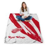 detroit red wings brushstrokes red white blanket best selling