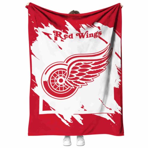 detroit red wings splatter effect red blanket best selling