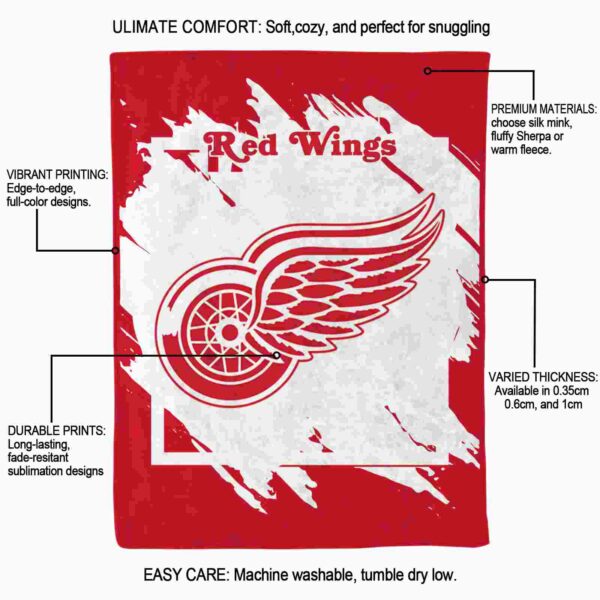 detroit red wings splatter effect red blanket new arrival