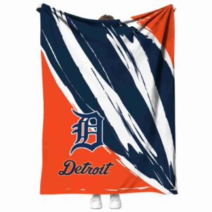 detroit tigers brushstrokes navy white blanket best selling