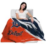 detroit tigers brushstrokes navy white blanket latest model