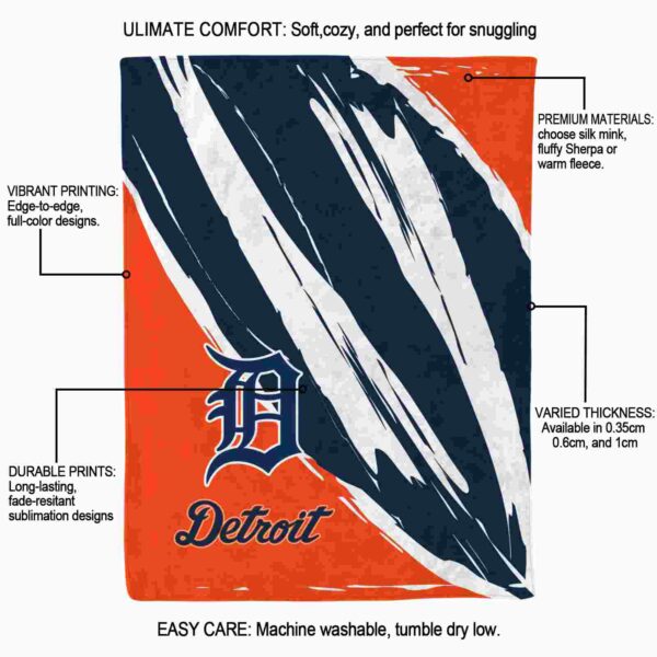 detroit tigers brushstrokes navy white blanket new arrival