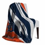 detroit tigers brushstrokes navy white blanket top rated