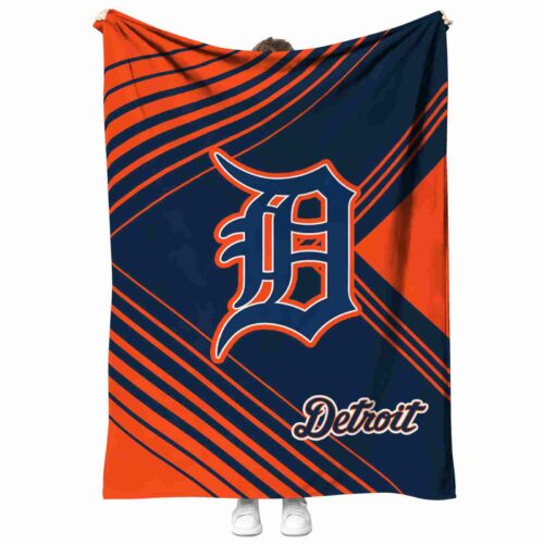 detroit tigers diagonal stripes navy blanket best selling