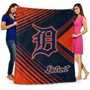 detroit tigers diagonal stripes navy blanket fashion forward