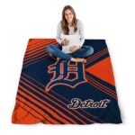 detroit tigers diagonal stripes navy blanket high quality