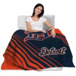 detroit tigers diagonal stripes navy blanket latest model