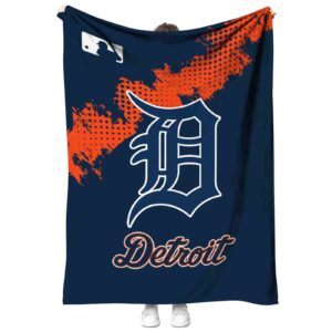 detroit tigers grunge texture navy blanket best selling