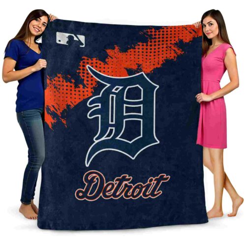 detroit tigers grunge texture navy blanket fashion forward